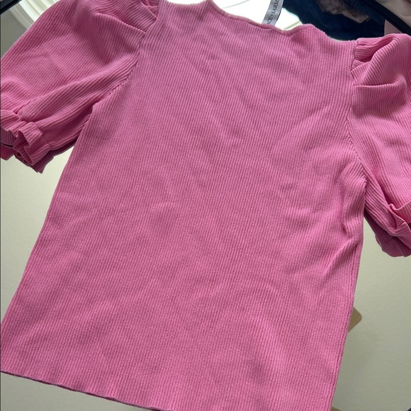 Grace+Karma Pink Ribbed Puff Sleeve Blouse - Picture 3 of 3